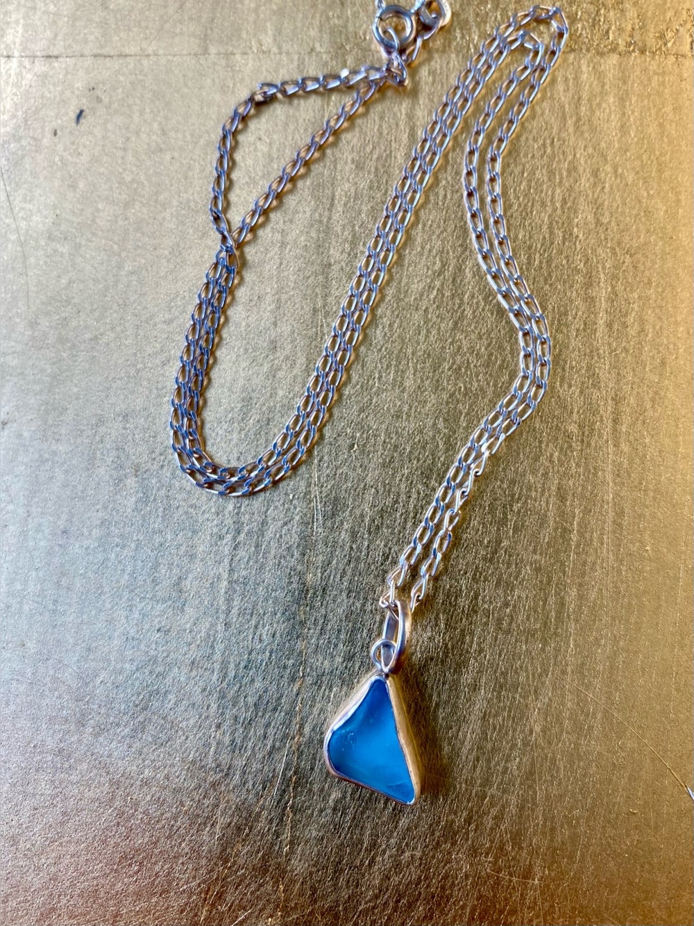 Handmade Sea Glass & Sterling Necklace, signed DvH 925 BALI (by Betty Belts)